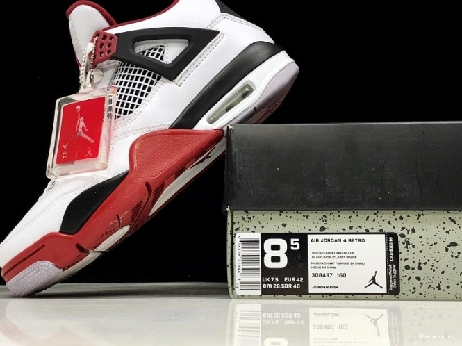 Fire 308497-160 Black White Red Men Air Jordan 4 0519
